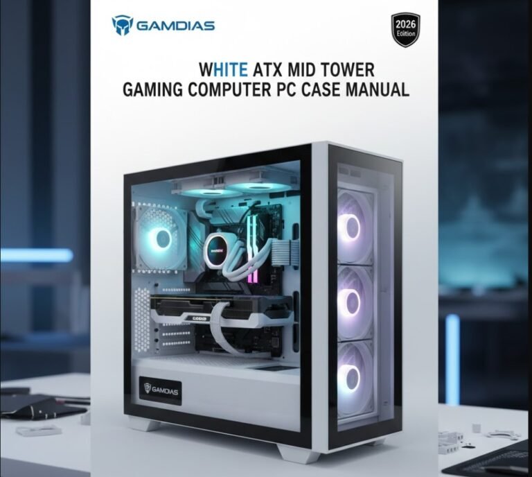 gamdias white atx mid tower gaming computer pc case manual​